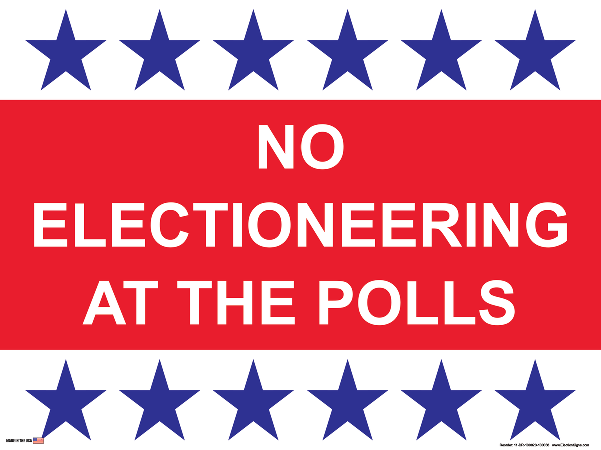 Polling Place Sign on Sign Design 6 Blue Stars Top and Bottom Red Center on White Background