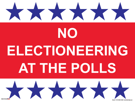 Polling Place Sign on Sign Design 6 Blue Stars Top and Bottom Red Center on White Background