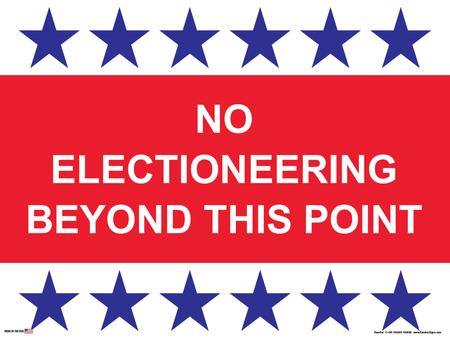 Polling Place Sign on Sign Design 6 Blue Stars Top and Bottom Red Center on White Background