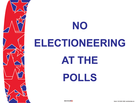 Polling Place Sign on Sign Design Red Stars on Blue and White Background