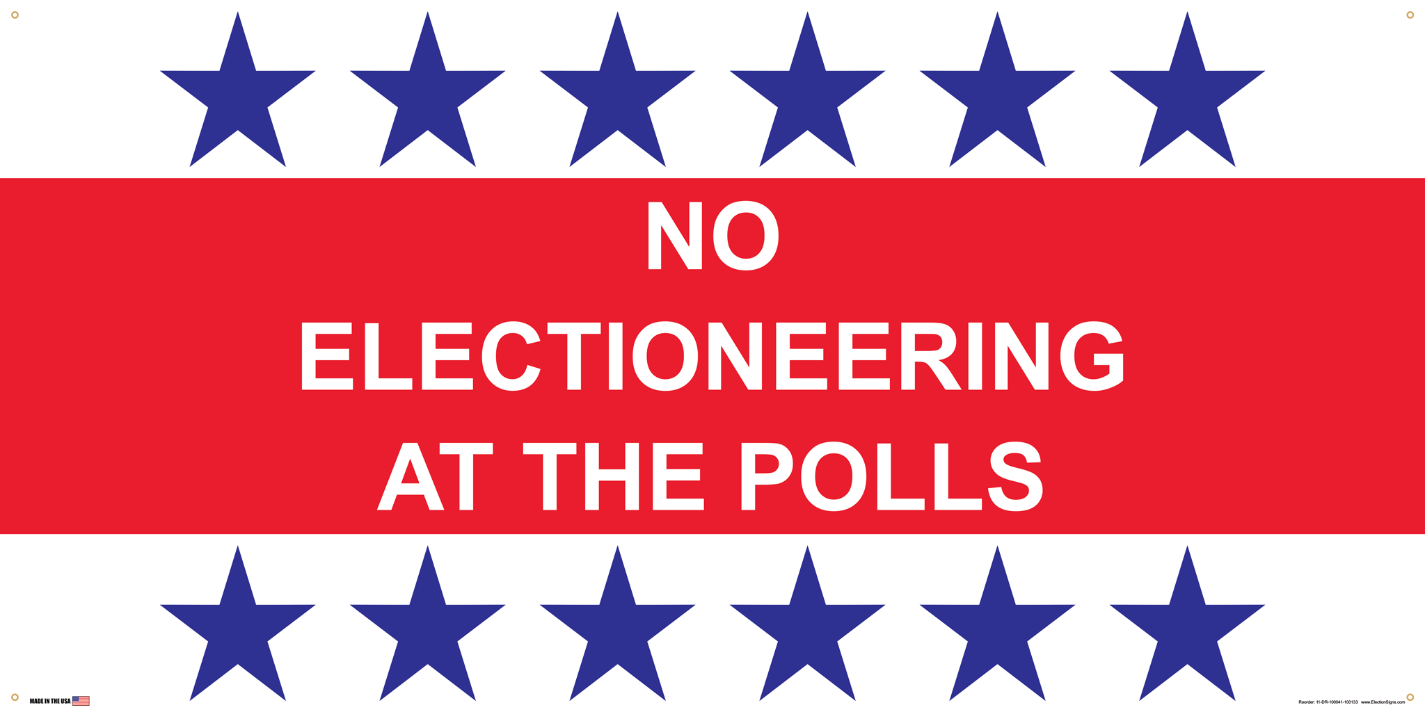 Polling Place Banner on Banner Design 6 Blue Stars Top and Bottom Red Center on White Background