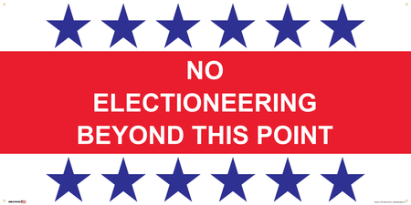 Polling Place Banner on Banner Design 6 Blue Stars Top and Bottom Red Center on White Background