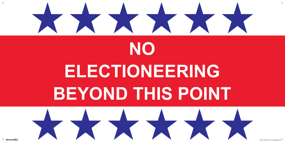 Polling Place Banner on Banner Design 6 Blue Stars Top and Bottom Red Center on White Background