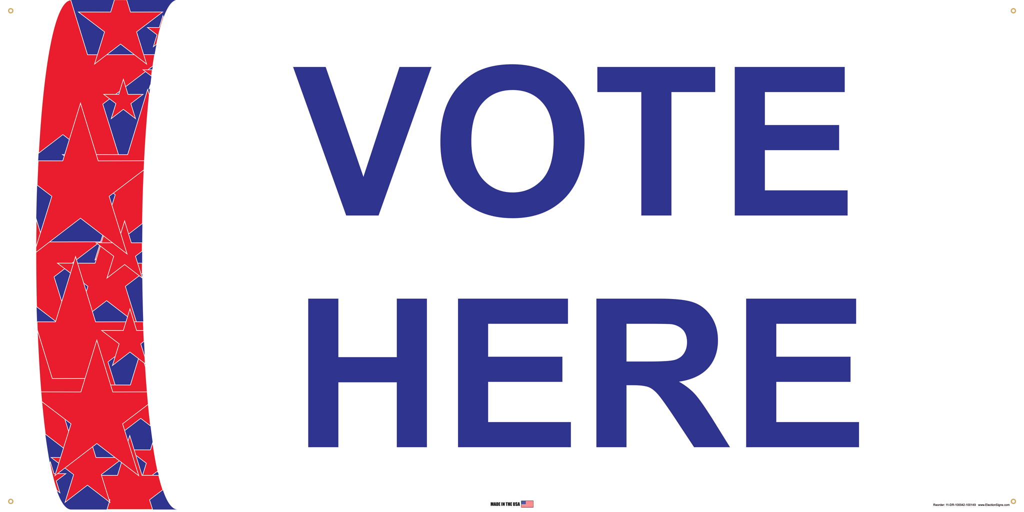 Polling Place Banner on Banner Design Red Stars on Blue and White Background