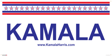 Support Kamala Harris Election Banner on Banner Design Multiple Double Stars and Stripes White Background