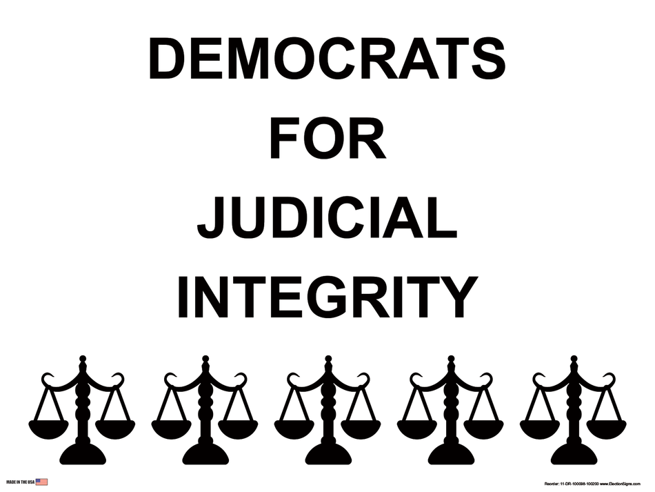 Partisan Support Sign on Sign Design Five Scales of Justice Bottom White Background