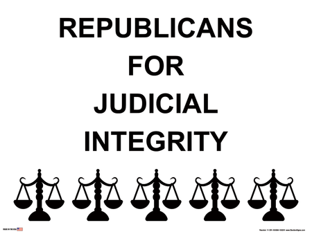 Partisan Support Sign on Sign Design Five Scales of Justice Bottom White Background