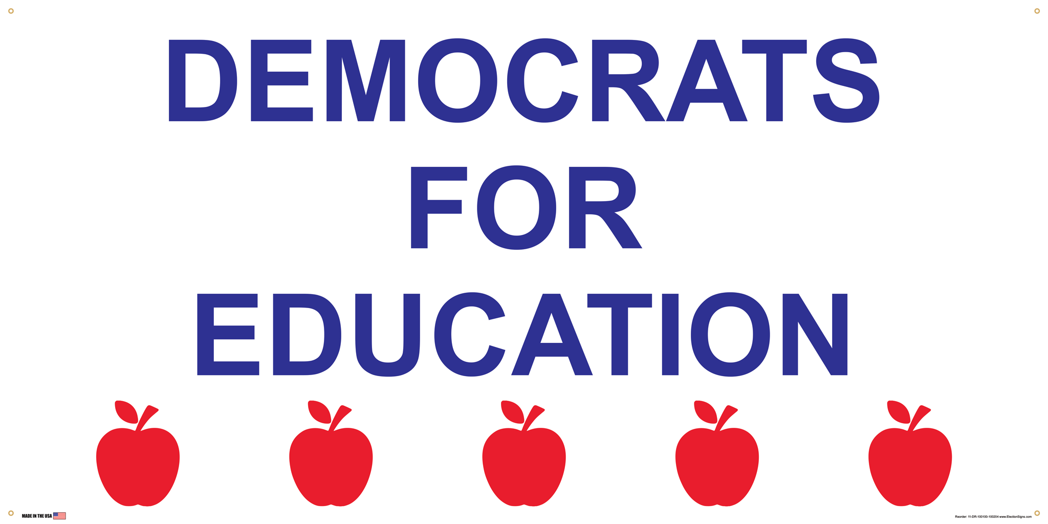 Democrat Partisan Support Banner on Banner Design 5 Red Apples Bottom White Background