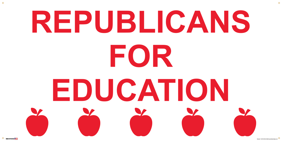 Republican Partisan Support Banner on Banner Design 5 Red Apples Bottom White Background