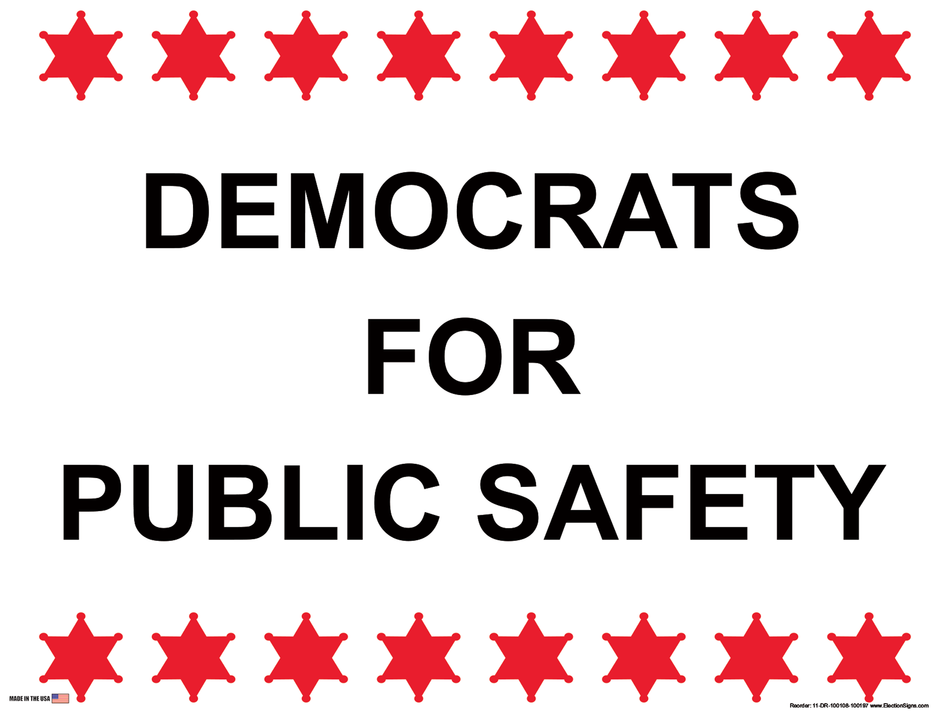 Partisan Support Sign on Sign Design Eight Red Sheriff Stars Top Bottom White Background