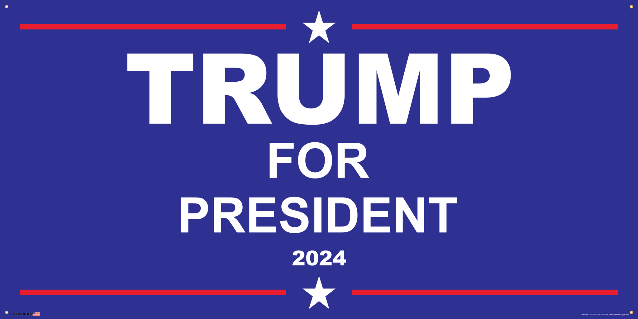 Support Donald Trump Election Banner on Banner Design Red Stripe White Star Top and Bottom Blue Background