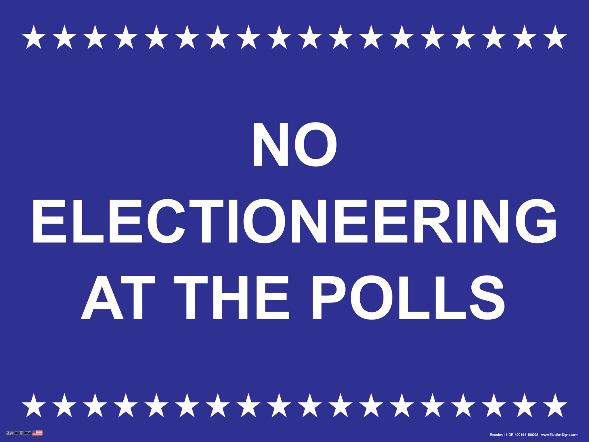 Polling Place Sign on Sign Design White Stars Top and Bottom Blue Background