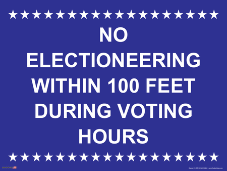 Polling Place Sign on Sign Design White Stars Top and Bottom Blue Background