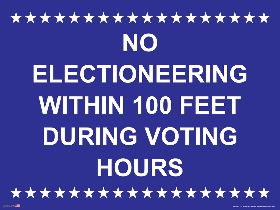 Polling Place Sign on Sign Design White Stars Top and Bottom Blue Background