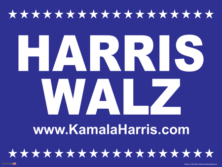 Election Sign on Sign Design White Stars Top and Bottom Blue Background