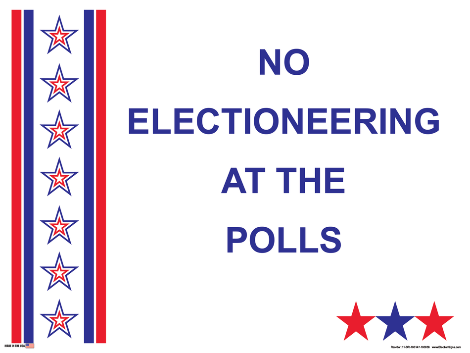 Polling Place Sign on Sign Design Red Blue Stripes Double Stars Left