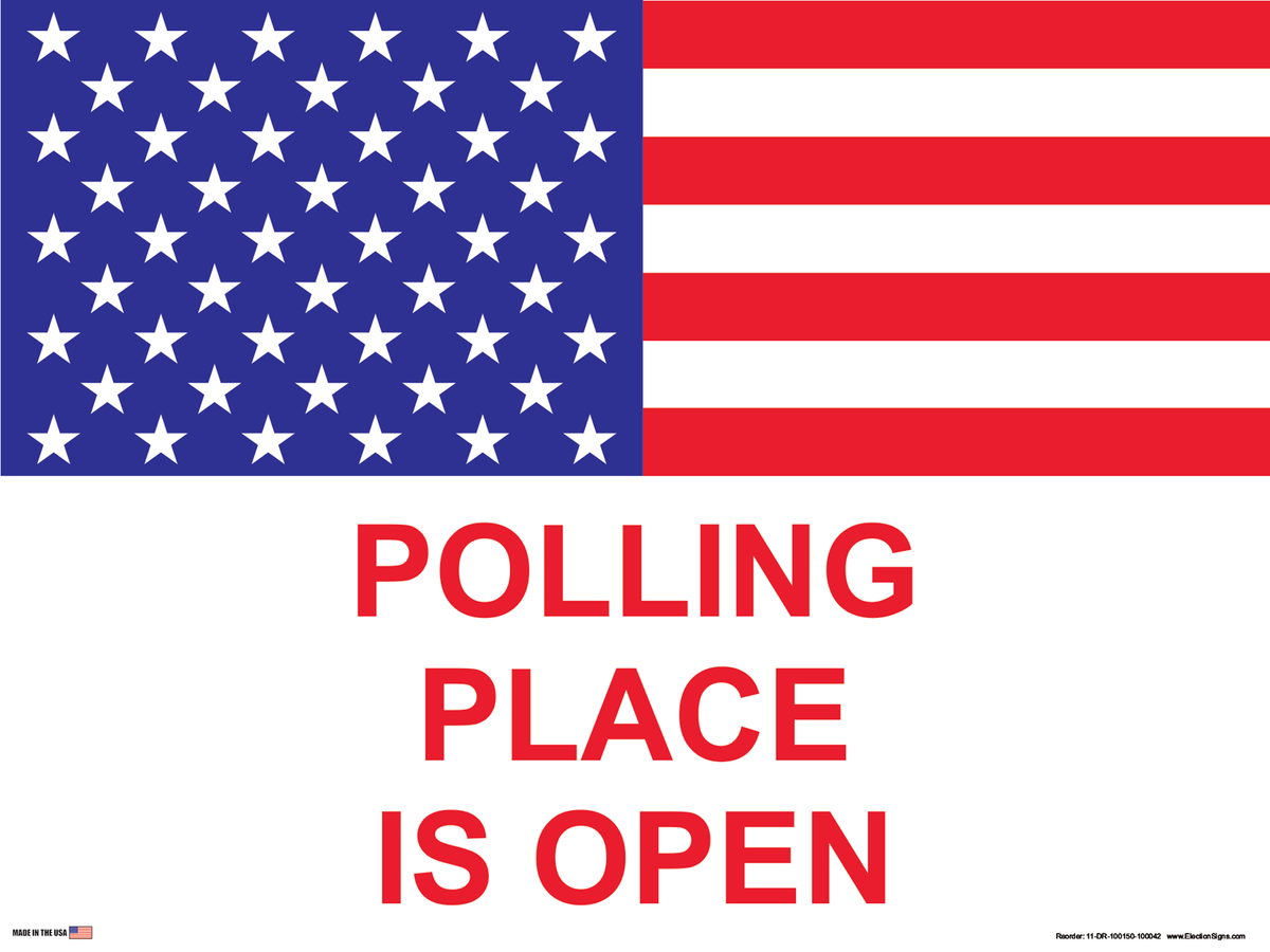 Polling Place Sign on Sign Design Flag 1/2 Top White Background