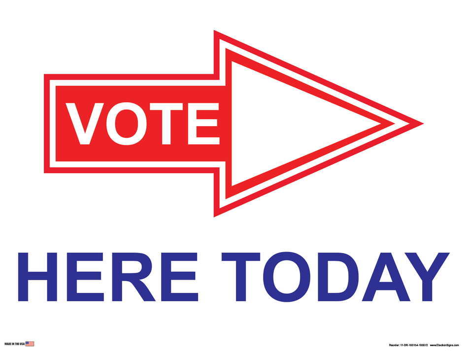 Polling Place Sign on Sign Design Double Arrow Vote Inside White Background