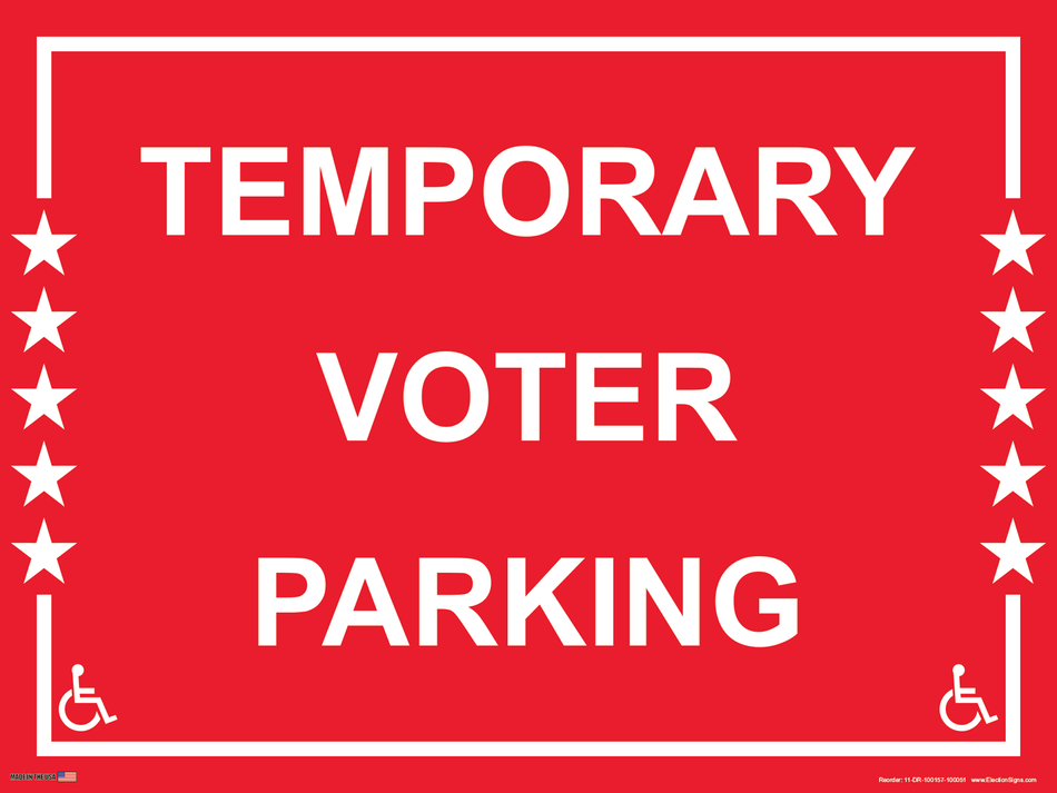 Polling Place Sign on Sign Design White Border with Stars on Red Background