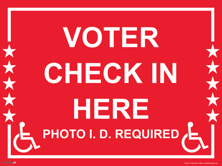 Polling Place Sign on Sign Design White Border with Stars on Red Background