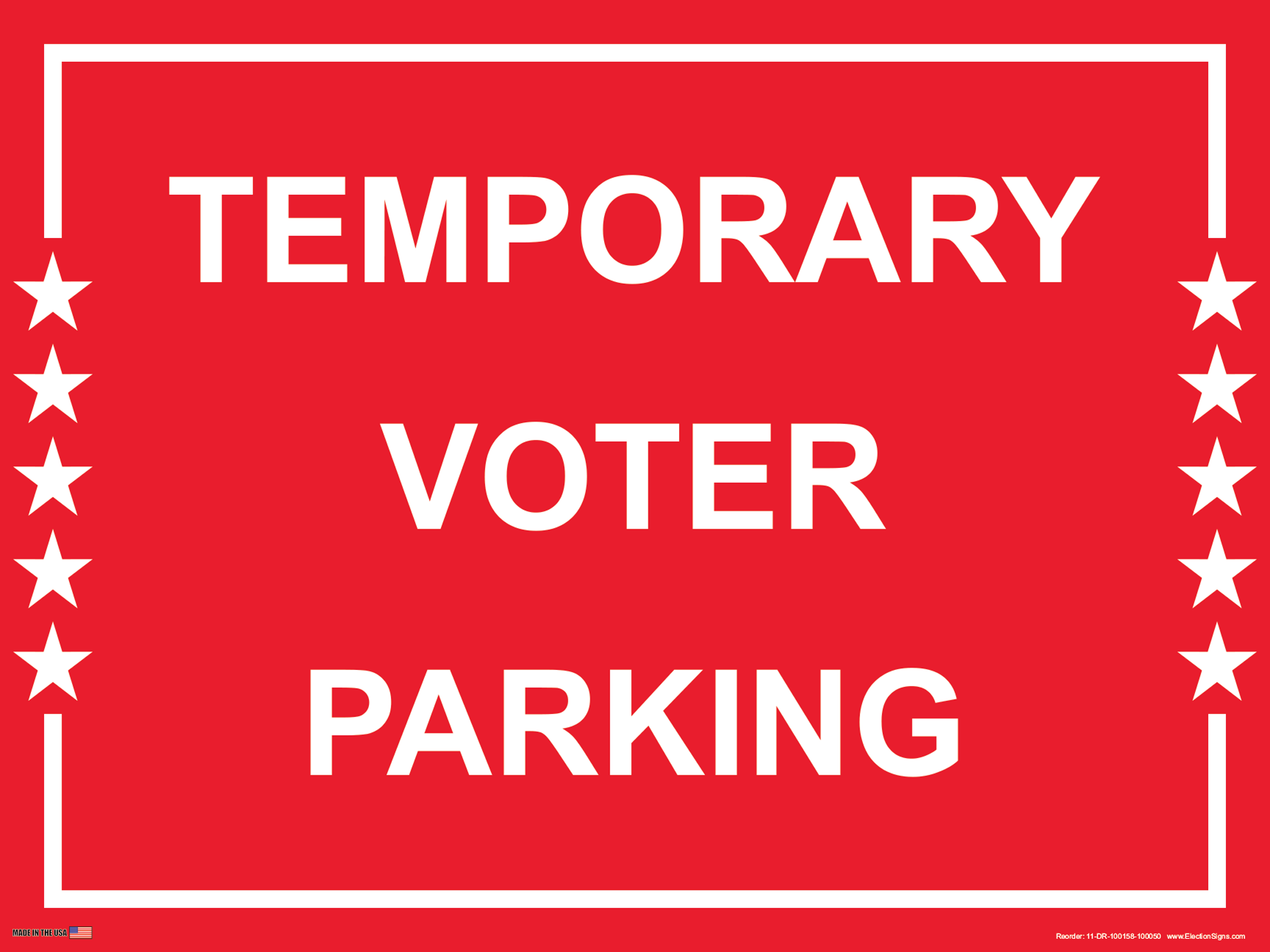 Polling Place Sign on Sign Design White Border with Stars on Red Background