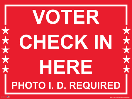 Polling Place Sign on Sign Design White Border with Stars on Red Background