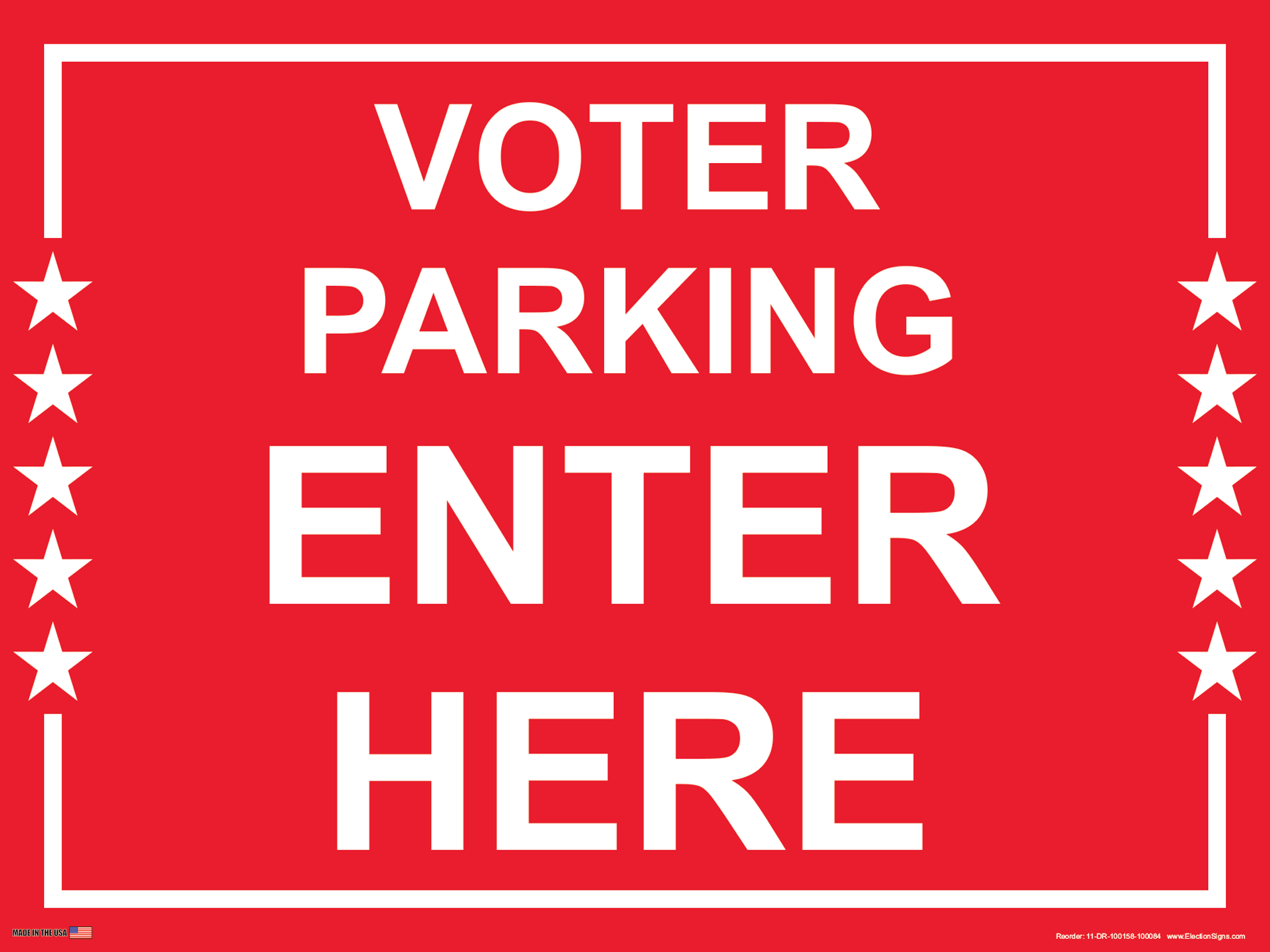 Polling Place Sign on Sign Design White Border with Stars on Red Background