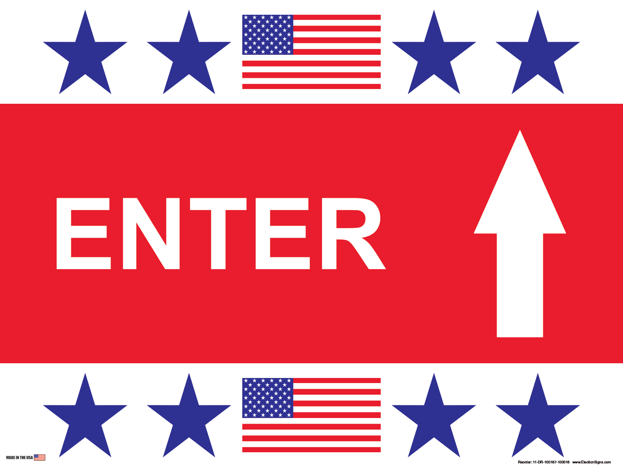 Polling Place Sign on Sign Design Star Star Flag Star Star Top Bottom Red Box Center White Background