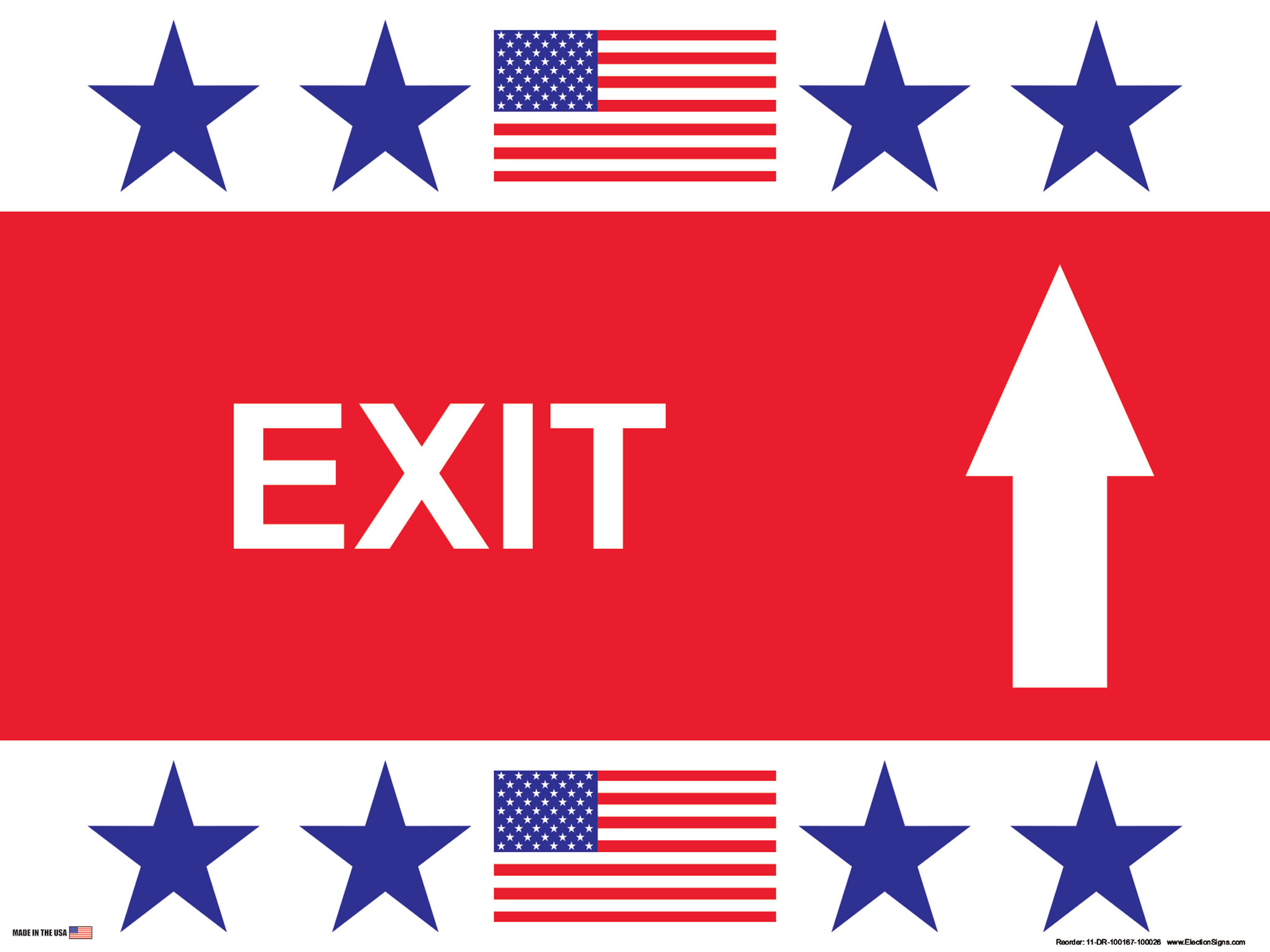 Polling Place Sign on Sign Design Star Star Flag Star Star Top Bottom Red Box Center White Background