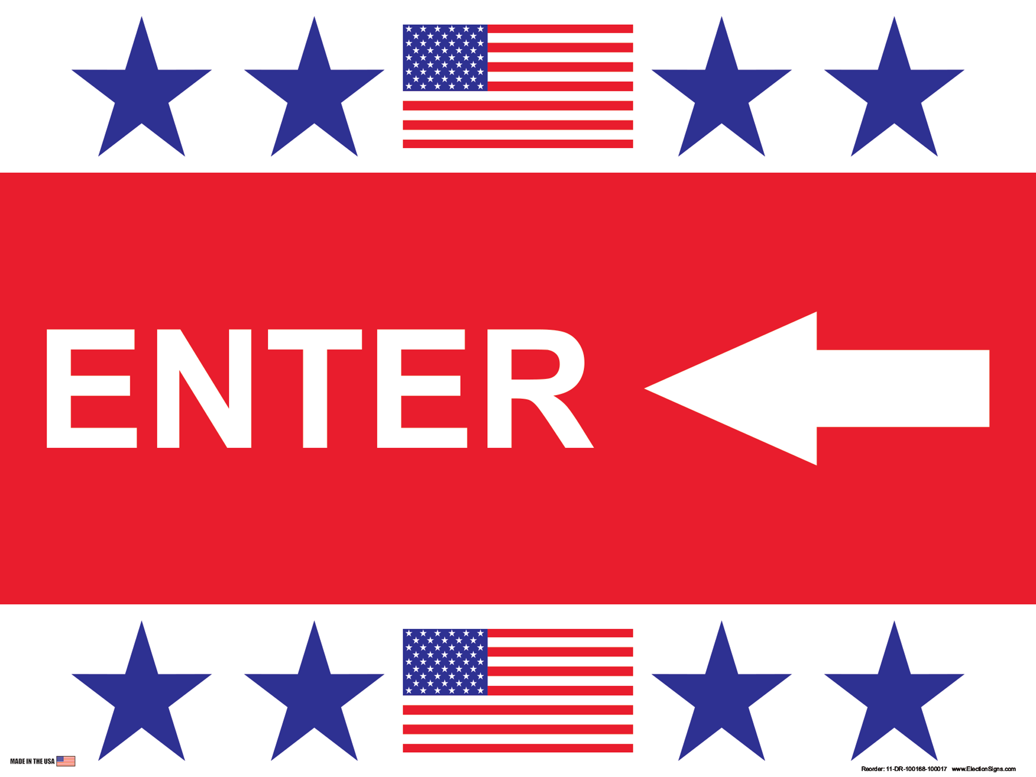 Polling Place Sign on Sign Design Star Star Flag Star Star Top Bottom Red Box Center White Background