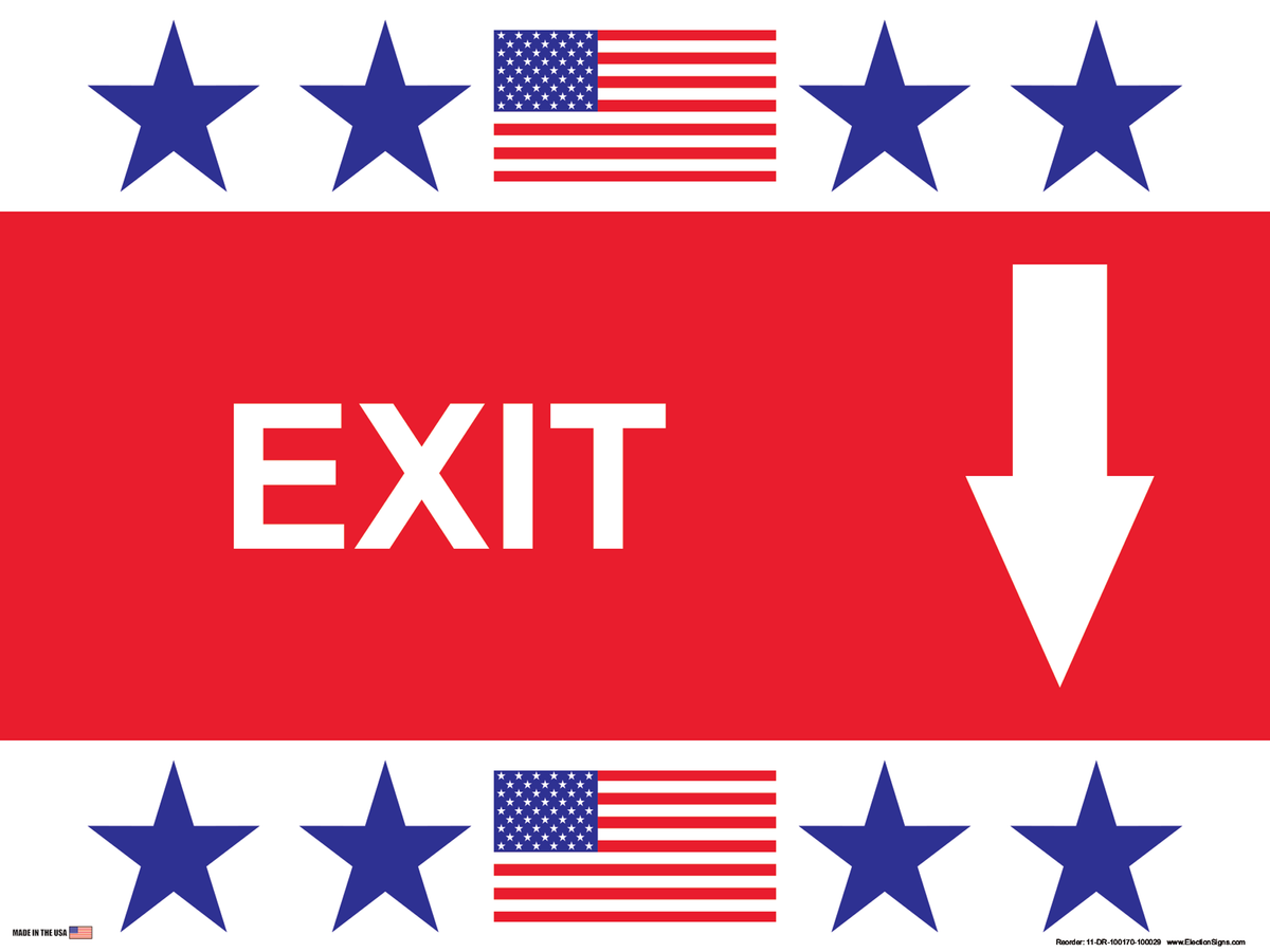 Polling Place Sign on Sign Design Star Star Flag Star Star Top Bottom Red Box Center White Background