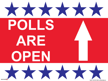 Polling Place Sign on Sign Design 6 Blue Stars Top and Bottom Red Center on White Background