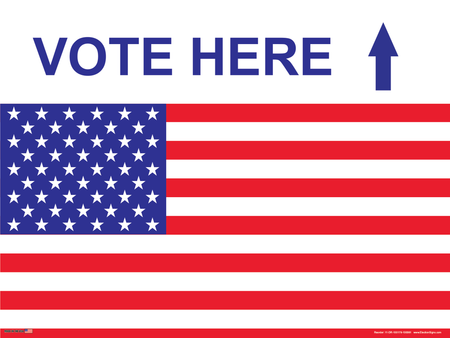 Polling Place Sign on Sign Design Flag 3/4 Bottom White Background