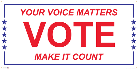 Polling Place Banner on Banner Design Blue Border with Stars on White Background