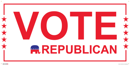 Republican Partisan Support Banner on Banner Design Red Border with Stars on White Background