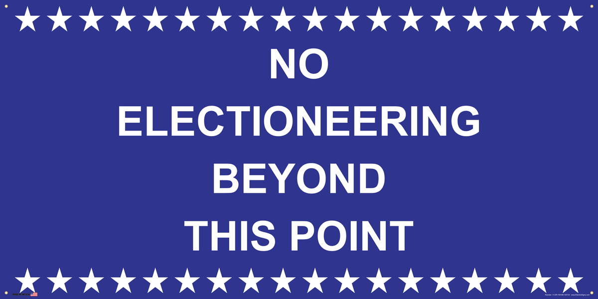 Polling Place Banner on Banner Design White Stars Top and Bottom Blue Background