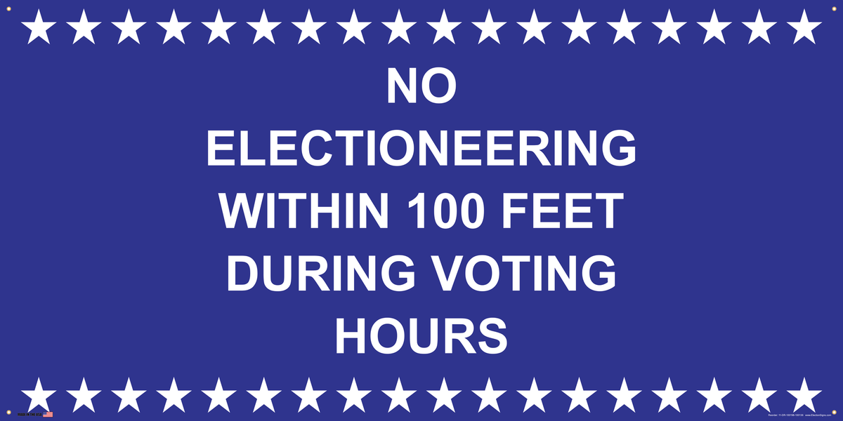 Polling Place Banner on Banner Design White Stars Top and Bottom Blue Background