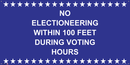 Polling Place Banner on Banner Design White Stars Top and Bottom Blue Background