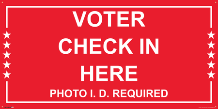 Polling Place Banner on Banner Design White Border with Stars on Red Background