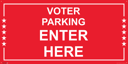 Polling Place Banner on Banner Design White Border with Stars on Red Background