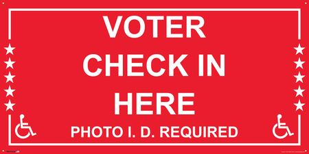 Polling Place Banner on Banner Design White Border with Stars on Red Background