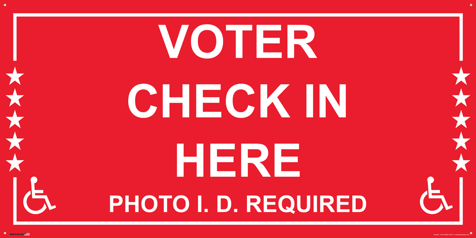 Polling Place Banner on Banner Design White Border with Stars on Red Background