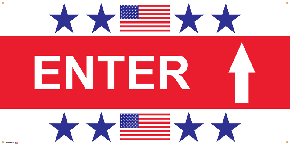 Polling Place Banner on Banner Design Star Star Flag Star Star Top Bottom Red Box Center White Background