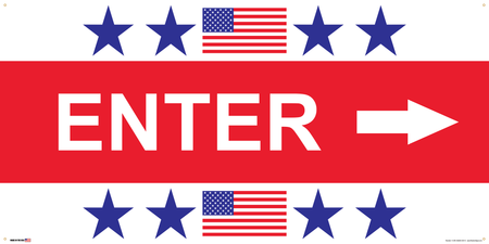 Polling Place Banner on Banner Design Star Star Flag Star Star Top Bottom Red Box Center White Background