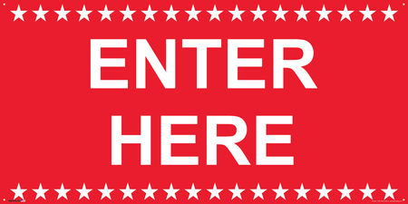 Polling Place Banner on Banner Design White Stars Top and Bottom Red Background