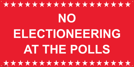 Polling Place Banner on Banner Design White Stars Top and Bottom Blue Background