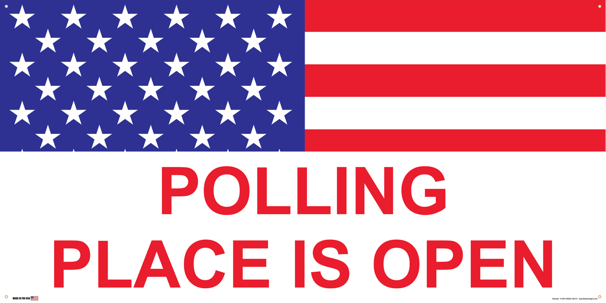 Polling Place Banner on Banner Design Flag 1/2 Top White Background