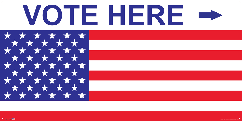 Polling Place Banner on Banner Design Flag 3/4 Bottom White Background