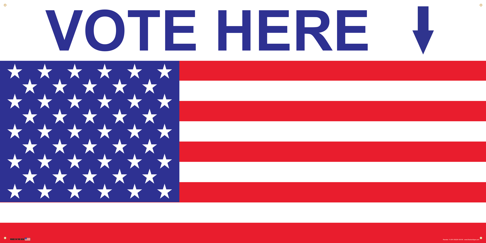 Polling Place Banner on Banner Design Flag 3/4 Bottom White Background