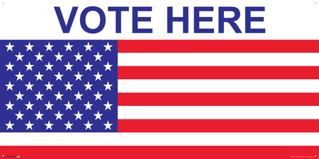 Polling Place Banner on Banner Design Flag 3/4 Bottom White Background